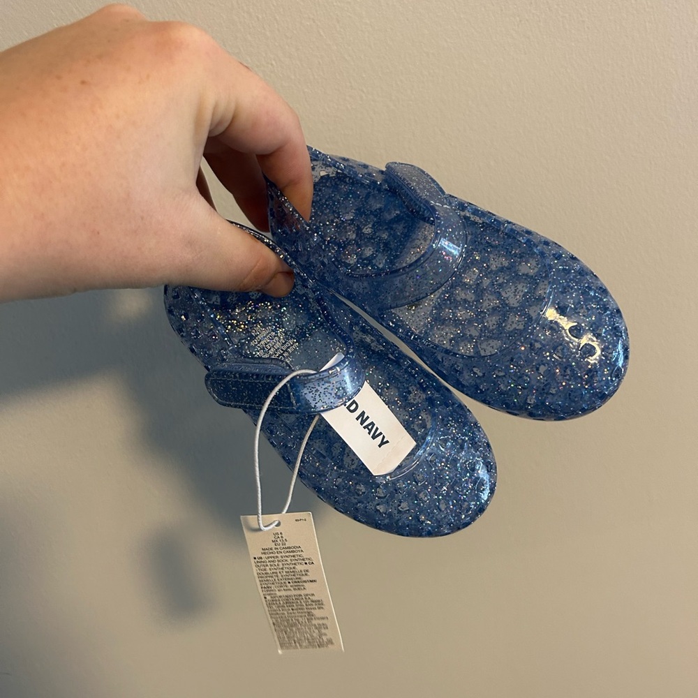 NEW Old Navy infant 6 Blue glitter jelly mary Jane sandals shoes